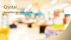  Presentation with supermarket - Cool new presentation design with consumer goods industry - supermarket shelves blurred background backdrop and a cream colored foreground