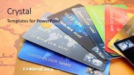  Presentation with journey - Presentation design having consumer journey - credit cards on world map background and a lemonade colored foreground