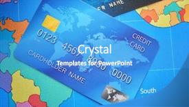 Presentation with journey - Beautiful slide deck featuring consumer journey - credit cards on world map backdrop and a  colored foreground