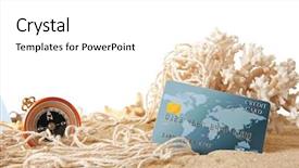  Presentation with credit card icon - Amazing presentation design having consumer journey - sand with credit card backdrop and a white colored foreground