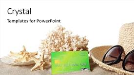  Presentation with white sand - Cool new PPT layouts with consumer journey - sand with credit card backdrop and a  colored foreground