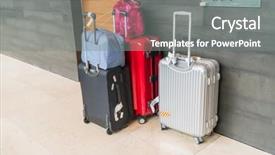  Presentation with travel - PPT theme with consumer journey - suitcases and travel bag background and a gray colored foreground
