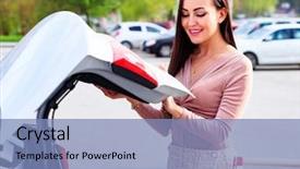  Presentation with holy mass opening - PPT theme consisting of consumer journey - young pretty woman is opening background and a teal colored foreground