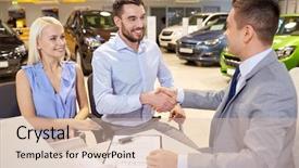  Presentation with car dealer - Amazing slides having consumer loan - auto business car sale backdrop and a lemonade colored foreground