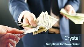  Presentation with people lost money fired businessman - Slides featuring consumer loan - businessman giving money on dark background and a  colored foreground