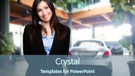  Presentation with car dealer - Slide deck consisting of consumer loan - female car dealer portrait background and a  colored foreground
