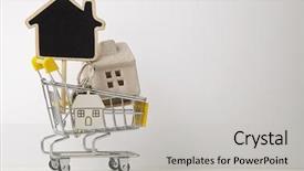  Presentation with white house - Slides enhanced with consumer loan - house in shopping cart background and a light gray colored foreground