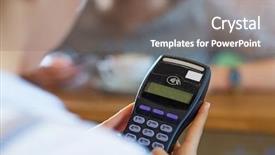  Presentation with health care customer service - Audience pleasing presentation consisting of consumer safety - customer paying through credit card backdrop and a gray colored foreground