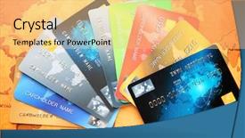  Presentation with world map - Presentation design with consumer spending money economy - credit cards on world map background and a yellow colored foreground