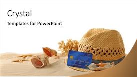  Presentation with pay - Slides enhanced with consumer spending money economy - pay cash on holiday background and a white colored foreground