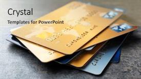  Presentation with pile - Presentation featuring consumer spending money economy - pile of credit cards background and a lemonade colored foreground