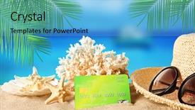  Presentation with youth skin care concept beige - Slides enhanced with consumer spending money economy - travel concept credit card background and a light blue colored foreground