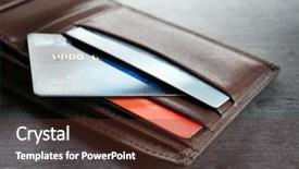  Presentation with economy - PPT theme consisting of consumer spending money economy - wallet with credit cards background and a tawny brown colored foreground