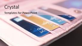  Presentation with economy - Slide set enhanced with consumer spending money economy - wallet with many credit cards background and a lemonade colored foreground