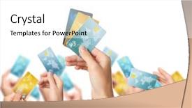  Presentation with skin care for men and women - PPT theme with consumer spending money economy - women holding credit cards background and a white colored foreground