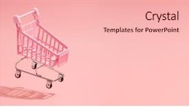  Presentation with shopping trolley - Colorful PPT theme enhanced with consumer trends - shopping trolley on pink background backdrop and a lemonade colored foreground