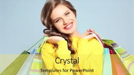  Presentation with light - Beautiful theme featuring consumer trends - woman with shopping bags backdrop and a  colored foreground