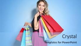  Presentation with light - Colorful presentation theme enhanced with consumer trends - woman with shopping bags backdrop and a  colored foreground