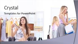  Presentation with women - Slide set enhanced with consumer trends - young beautiful women shopping background and a white colored foreground