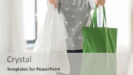  Presentation with tote bag - Presentation theme consisting of consumerism-and-eco-friendly-concept background and a light gray colored foreground