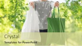  Presentation with tote bag - Slide set consisting of consumerism-and-eco-friendly-concept background and a blonde colored foreground