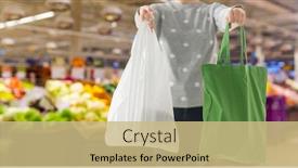  Presentation with tote bag - Beautiful slide deck featuring consumerism-and-eco-friendly-concept backdrop and a coral colored foreground