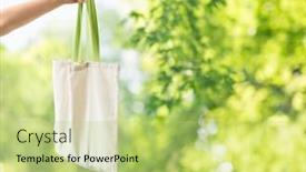  Presentation with eco bag - PPT theme with consumerism-and-eco-friendly-concept background and a mint green colored foreground