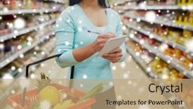  Presentation with consumerism - Presentation theme consisting of consumerism and people concept - female background and a coral colored foreground