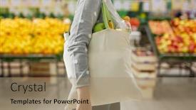  Presentation with eco bag - PPT layouts having consumerism-eating-and-eco-friendly background and a coral colored foreground