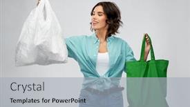  Presentation with eco plastic - PPT layouts featuring consumerism-sustainability-and-eco-living background and a light gray colored foreground