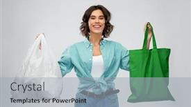  Presentation with eco bag - Beautiful theme featuring consumerism-sustainability-and-eco-living backdrop and a light blue colored foreground