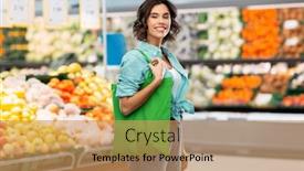  Presentation with sustainability - PPT theme having consumerism-sustainability-and-people-concept background and a coral colored foreground