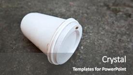  Presentation with paper - Beautiful theme featuring consumption coffee - one white discarded paper cup backdrop and a dark gray colored foreground