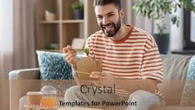  Presentation with food delivery - Presentation theme featuring consumption-delivery-and-people-concept background and a coral colored foreground