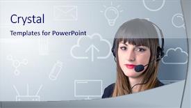  Presentation with telemarketer - Audience pleasing PPT theme consisting of telemarketer with white mixed media backdrop and a sky blue colored foreground