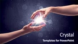  Presentation with spark - Slide deck featuring contact god - two male hands reaching towards background and a navy blue colored foreground