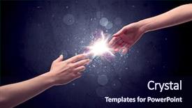  Presentation with spark - Slide deck enhanced with contact god - two male hands reaching towards background and a navy blue colored foreground