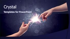  Presentation with spark - Colorful presentation design enhanced with contact god - two male hands reaching towards backdrop and a navy blue colored foreground