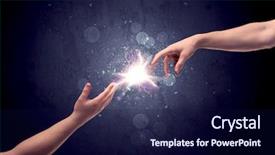  Presentation with spark - Slide deck featuring contact god - two male hands reaching towards background and a navy blue colored foreground