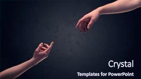  Presentation with clear - Amazing theme having contact god - two male hands reaching backdrop and a wine colored foreground