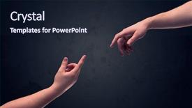  Presentation with clear - Slide deck enhanced with contact god - two male hands reaching background and a wine colored foreground