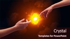  Presentation with flame - PPT layouts having contact god - two naked male hands background and a wine colored foreground