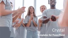  Presentation with coach - Beautiful PPT layouts featuring contact-group-of-young-people backdrop and a gray colored foreground