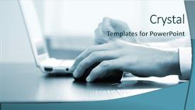  Presentation with hands of anonymous hackers typing - Amazing PPT layouts having contact information - closeup of male hands typing backdrop and a cool aqua colored foreground