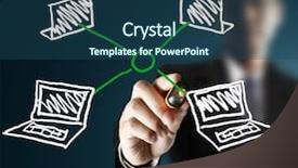  Presentation with artificial neural network structure fragment - Amazing presentation design having contact information - drawing social network structure backdrop and a  colored foreground