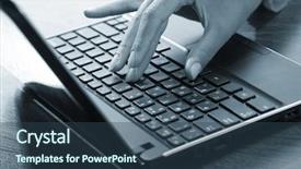  Presentation with information - Audience pleasing presentation consisting of contact information - female hands typing backdrop and a ocean colored foreground