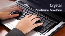  Presentation with information - PPT layouts with contact information - female hands typing background and a wine colored foreground