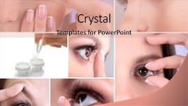  Presentation with contact lens - PPT theme having contact lens collage background and a coral colored foreground