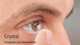  Presentation with contact lens - Slide set consisting of contact lens in his eye background and a coral colored foreground