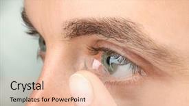  Presentation with contact lens - Amazing PPT layouts having contact lens in his eye backdrop and a lemonade colored foreground